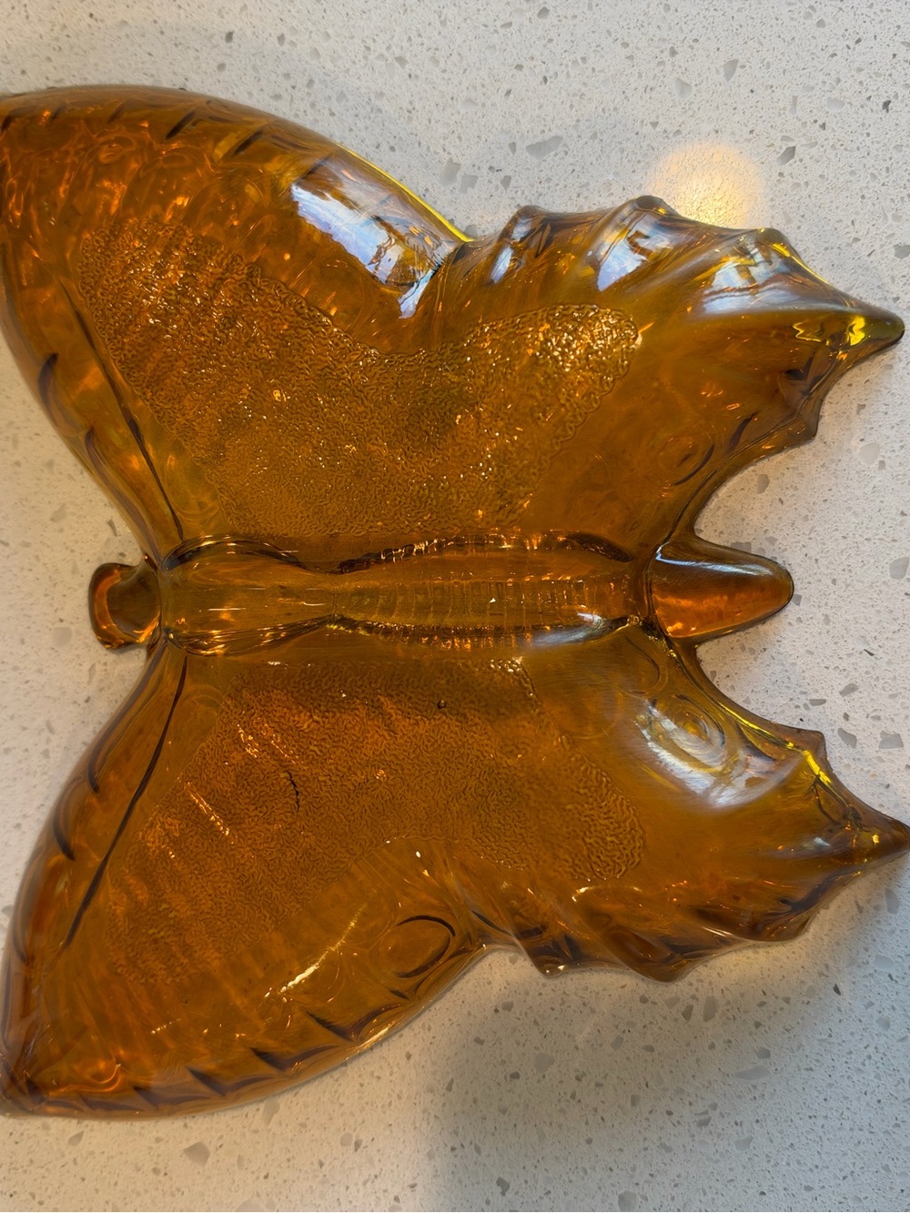 MCM Amber Glass Butterfly Decorative Dish - Home Art - Picture 4 of 4